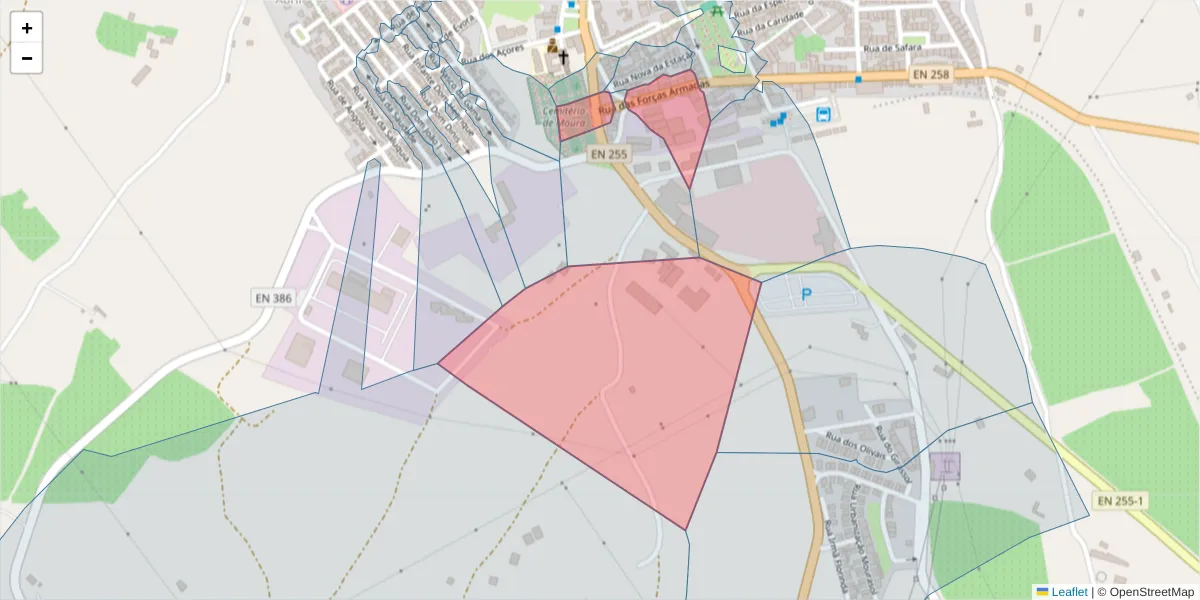 Mapa detalhado do código postal 7860-034 com limites, códigos postais vizinhos e agências dos correios