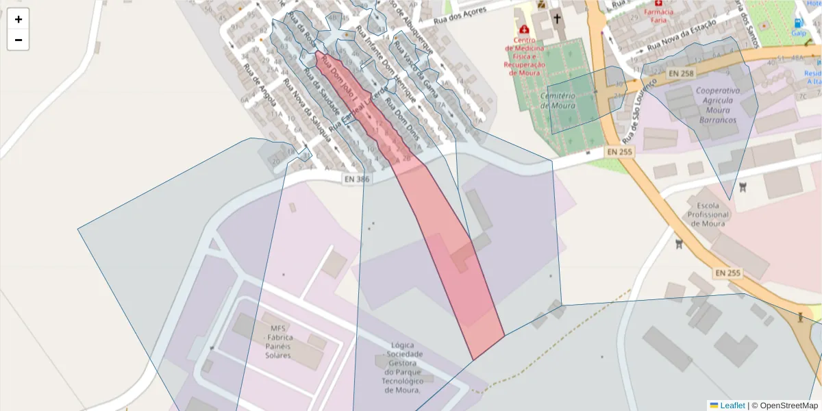 Mapa detalhado do código postal 7860-051 com limites, códigos postais vizinhos e agências dos correios
