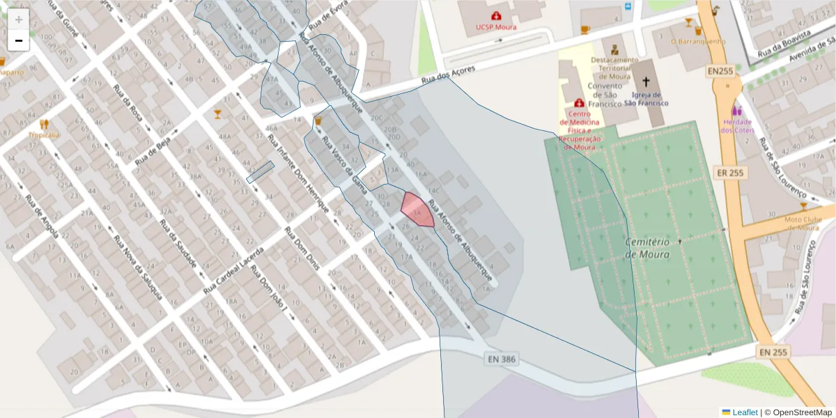 Mapa detalhado do código postal 7860-063 com limites, códigos postais vizinhos e agências dos correios