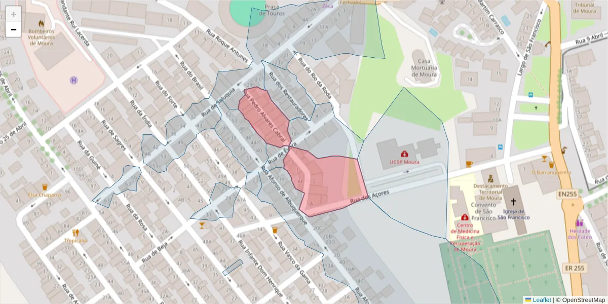 Mapa detalhado do código postal 7860-064 com limites, códigos postais vizinhos e agências dos correios