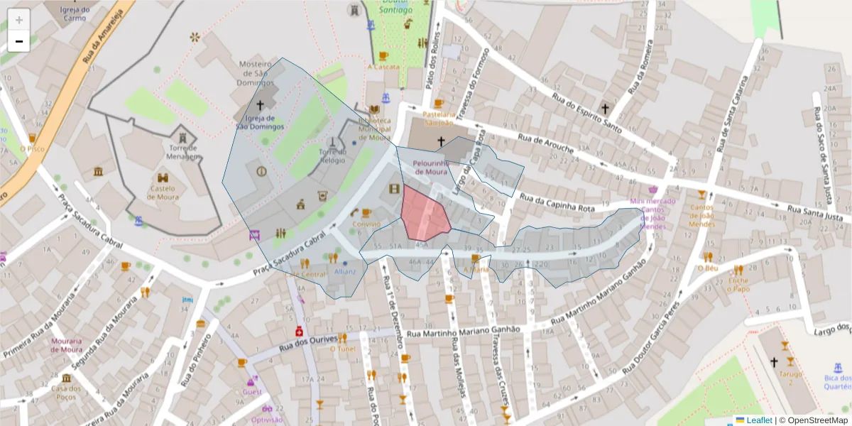 Mapa detalhado do código postal 7860-072 com limites, códigos postais vizinhos e agências dos correios