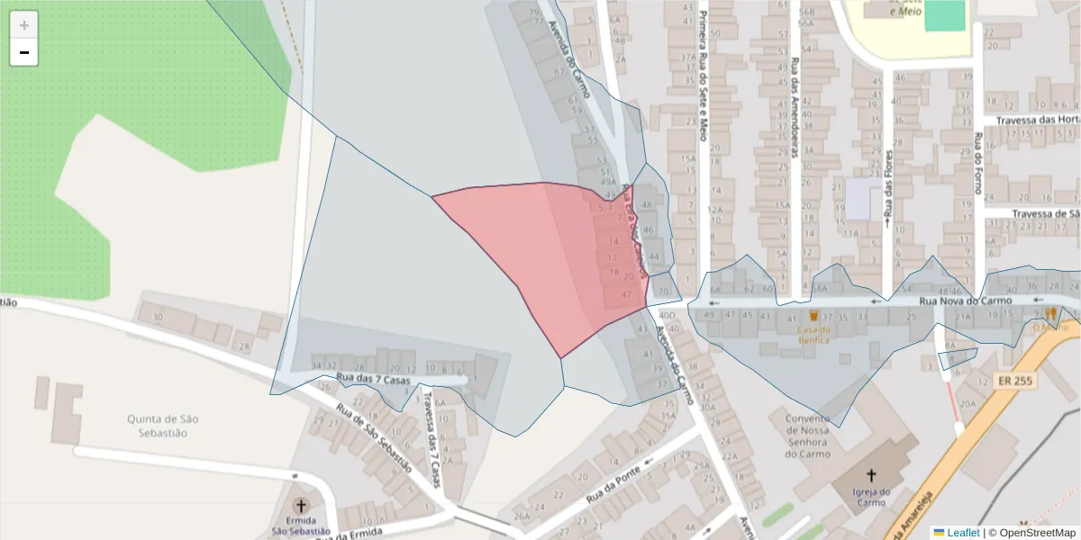 Mapa detalhado do código postal 7860-110 com limites, códigos postais vizinhos e agências dos correios