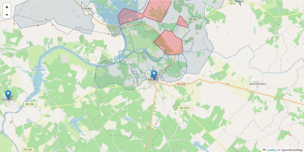 Mapa detalhado do código postal 7860-112 com limites, códigos postais vizinhos e agências dos correios