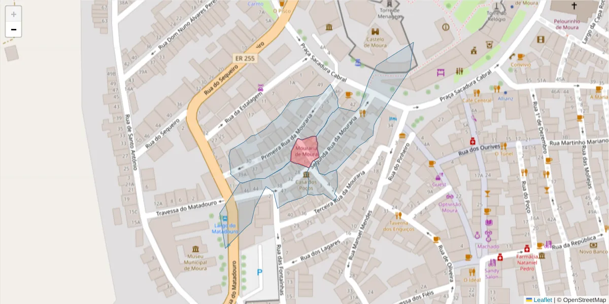Mapa detalhado do código postal 7860-116 com limites, códigos postais vizinhos e agências dos correios