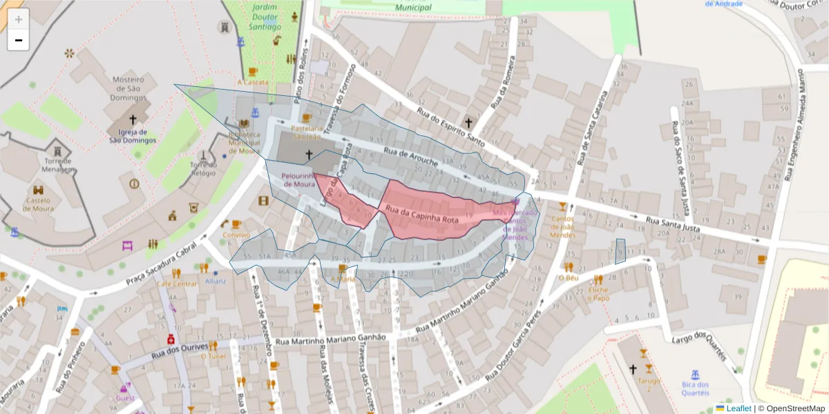 Mapa detalhado do código postal 7860-130 com limites, códigos postais vizinhos e agências dos correios