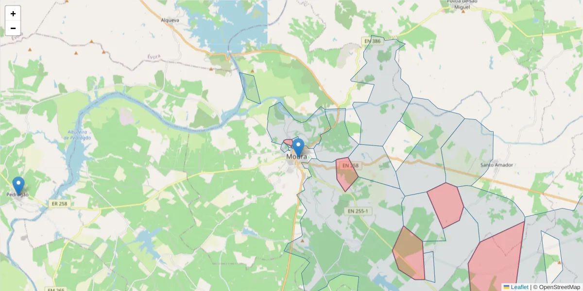 Mapa detalhado do código postal 7860-131 com limites, códigos postais vizinhos e agências dos correios