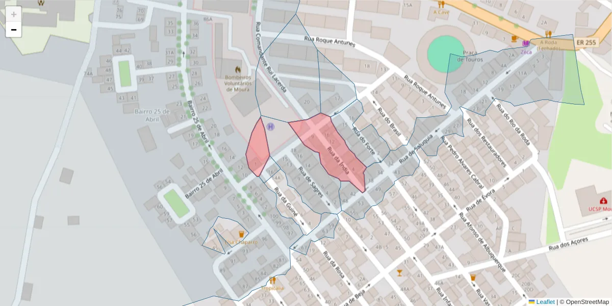 Mapa detalhado do código postal 7860-135 com limites, códigos postais vizinhos e agências dos correios