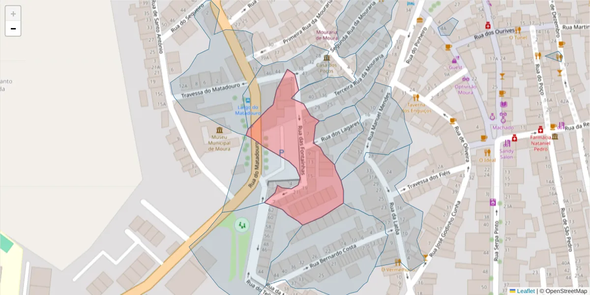 Mapa detalhado do código postal 7860-147 com limites, códigos postais vizinhos e agências dos correios