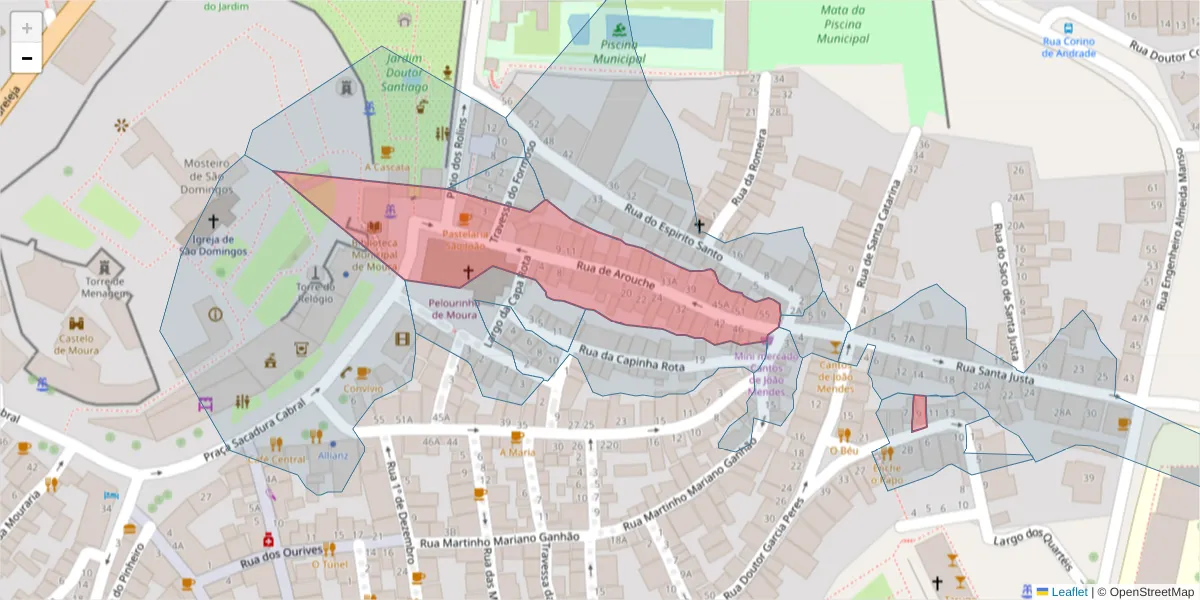 Mapa detalhado do código postal 7860-151 com limites, códigos postais vizinhos e agências dos correios
