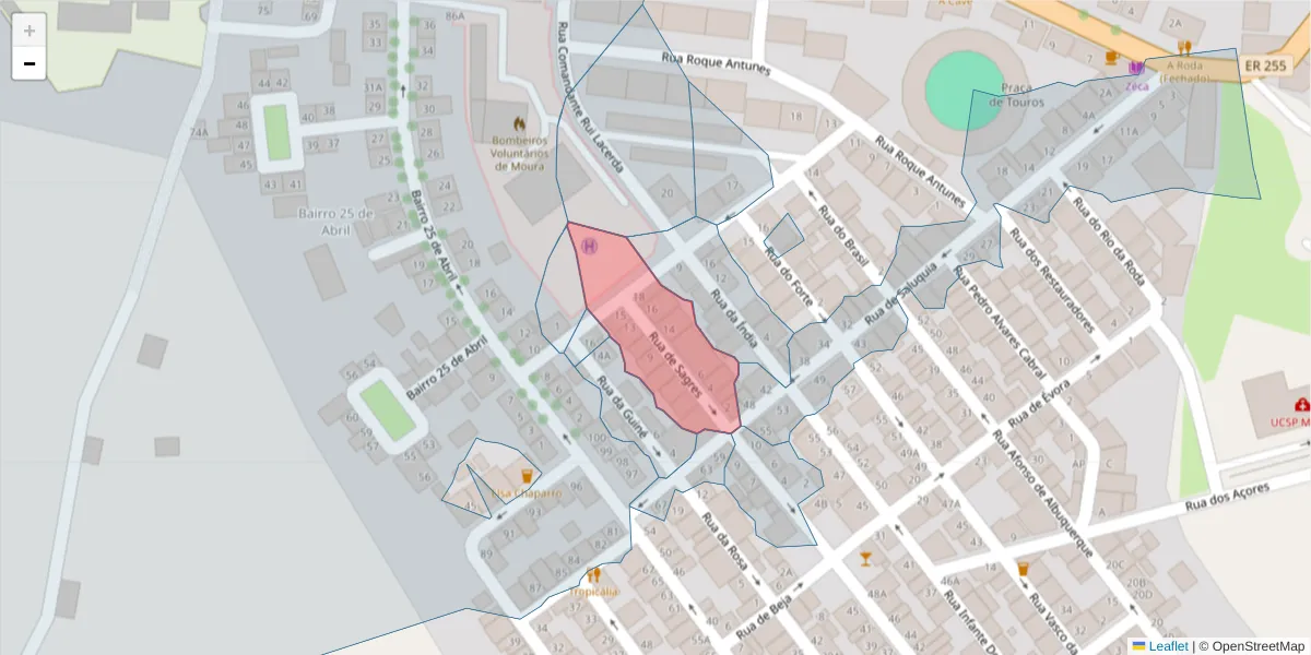 Mapa detalhado do código postal 7860-152 com limites, códigos postais vizinhos e agências dos correios