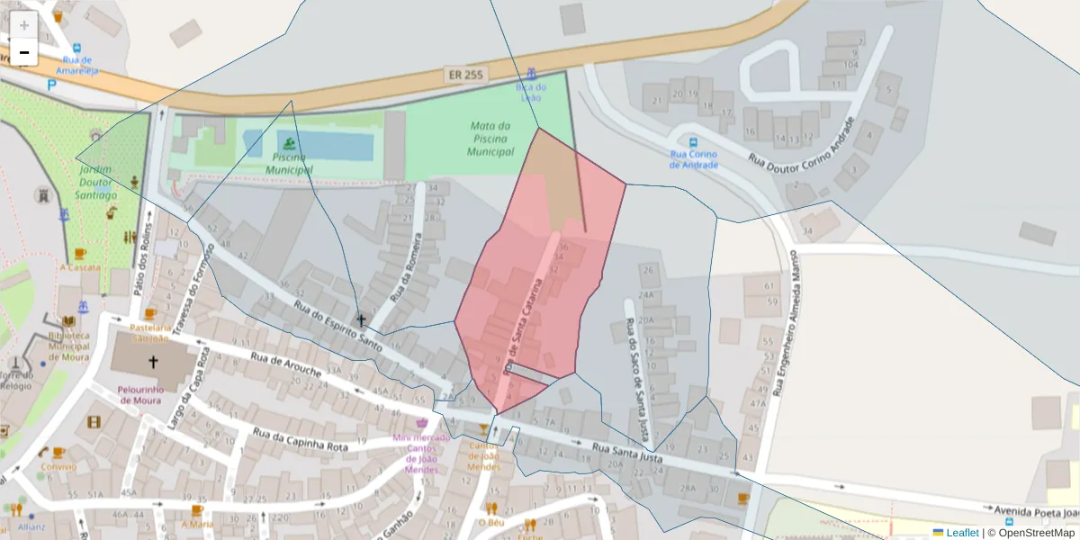 Mapa detalhado do código postal 7860-153 com limites, códigos postais vizinhos e agências dos correios