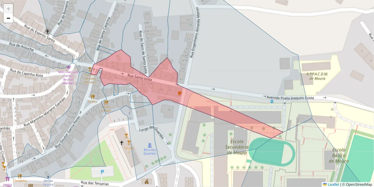 Mapa detalhado do código postal 7860-154 com limites, códigos postais vizinhos e agências dos correios