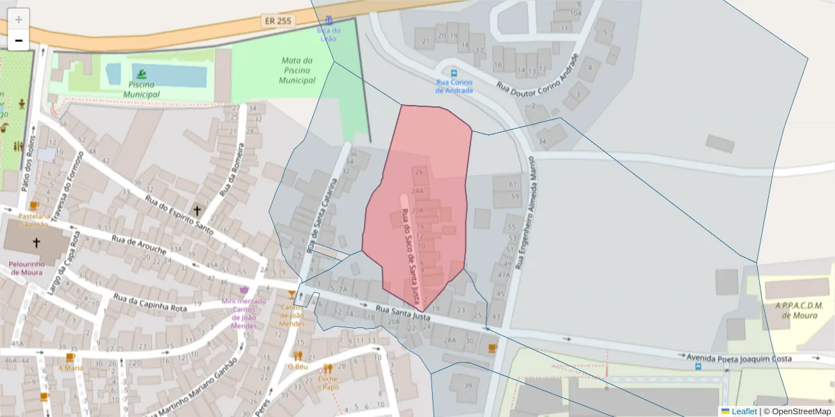 Mapa detalhado do código postal 7860-167 com limites, códigos postais vizinhos e agências dos correios
