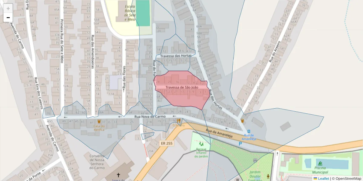 Mapa detalhado do código postal 7860-191 com limites, códigos postais vizinhos e agências dos correios