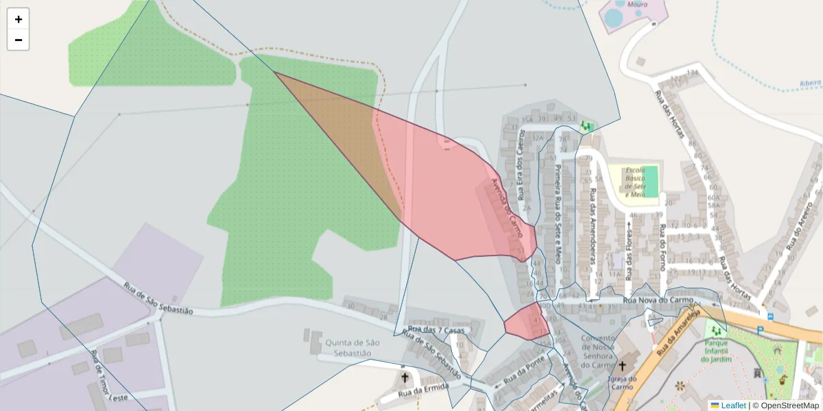 Mapa detalhado do código postal 7860-197 com limites, códigos postais vizinhos e agências dos correios