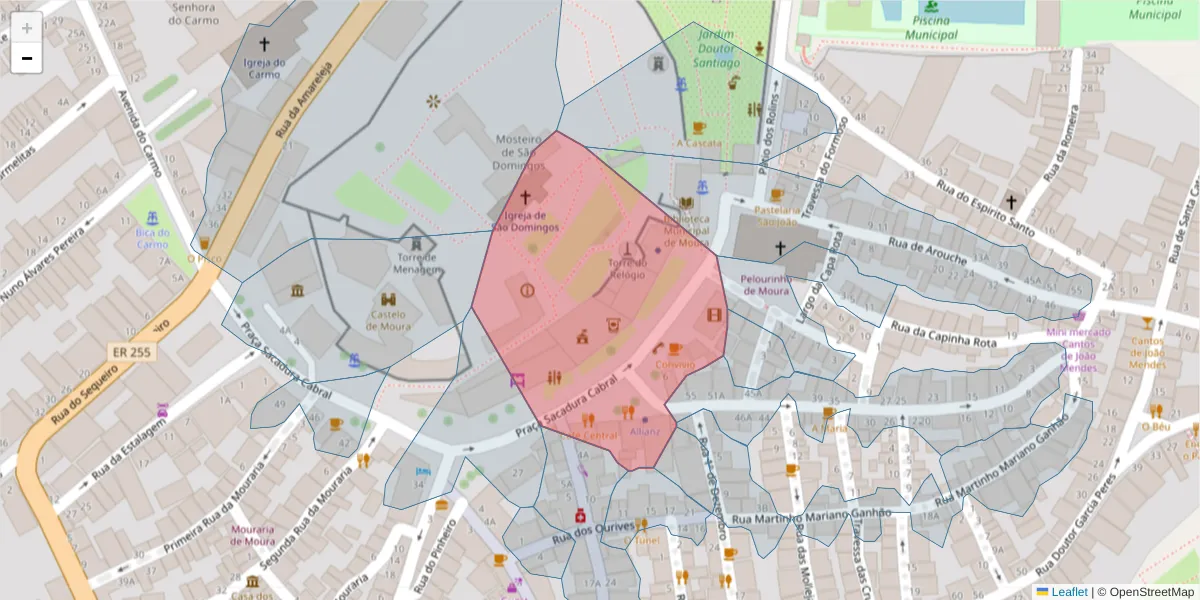 Mapa detalhado do código postal 7860-207 com limites, códigos postais vizinhos e agências dos correios