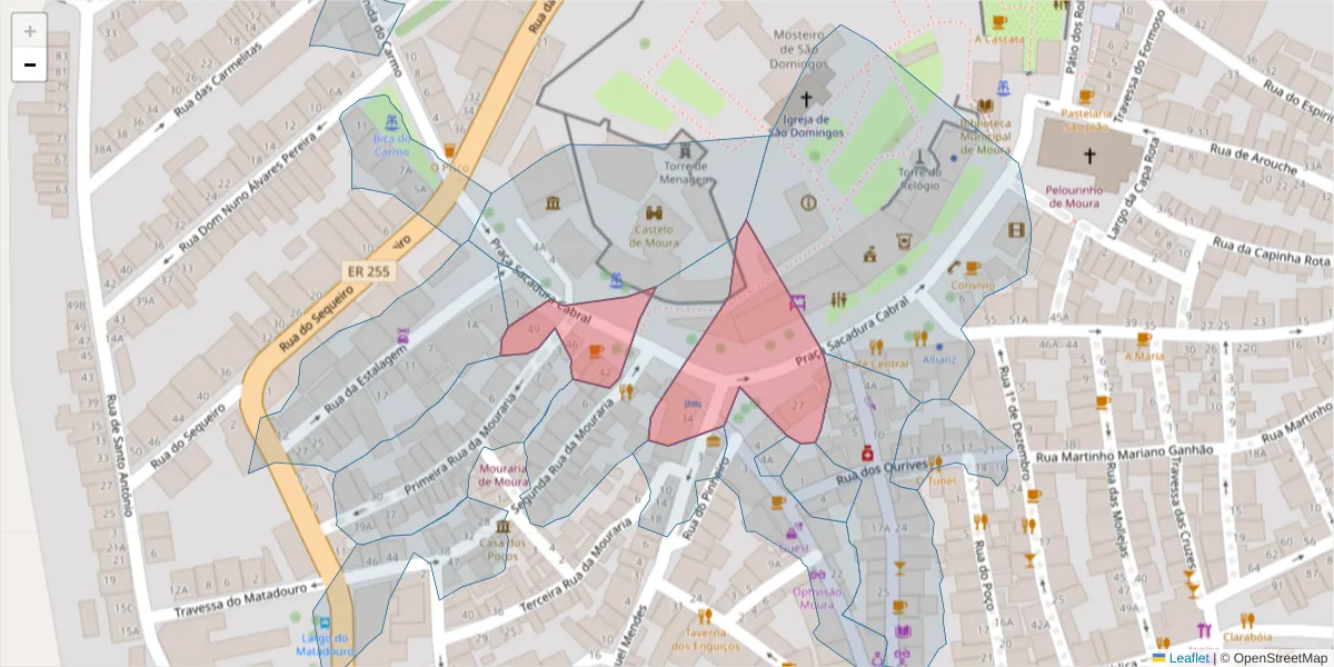 Mapa detalhado do código postal 7860-208 com limites, códigos postais vizinhos e agências dos correios
