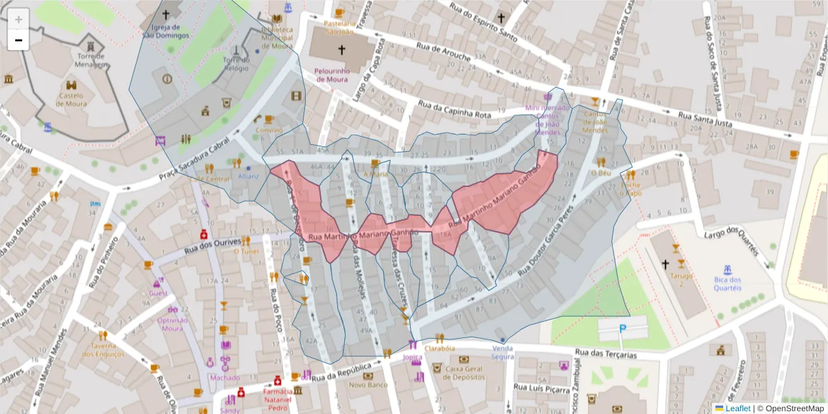 Mapa detalhado do código postal 7860-211 com limites, códigos postais vizinhos e agências dos correios