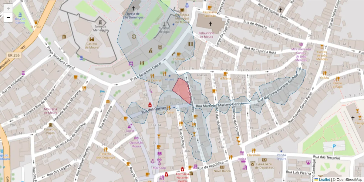 Mapa detalhado do código postal 7860-212 com limites, códigos postais vizinhos e agências dos correios