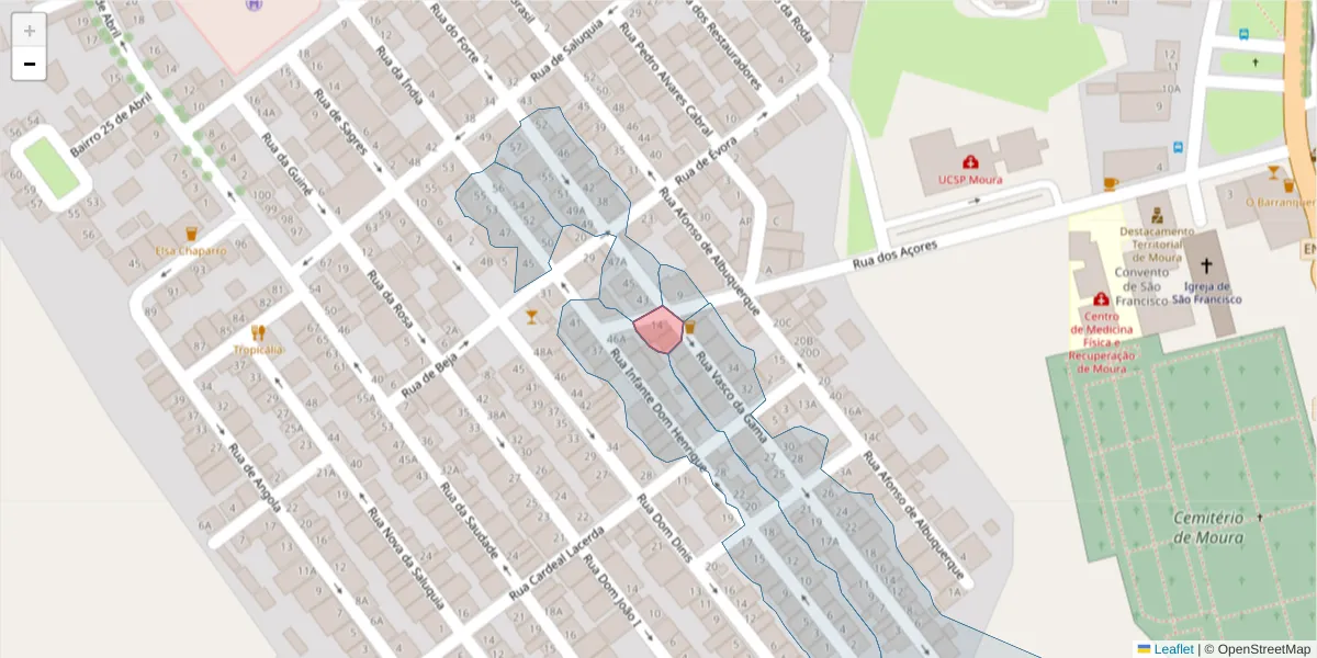 Mapa detalhado do código postal 7860-224 com limites, códigos postais vizinhos e agências dos correios