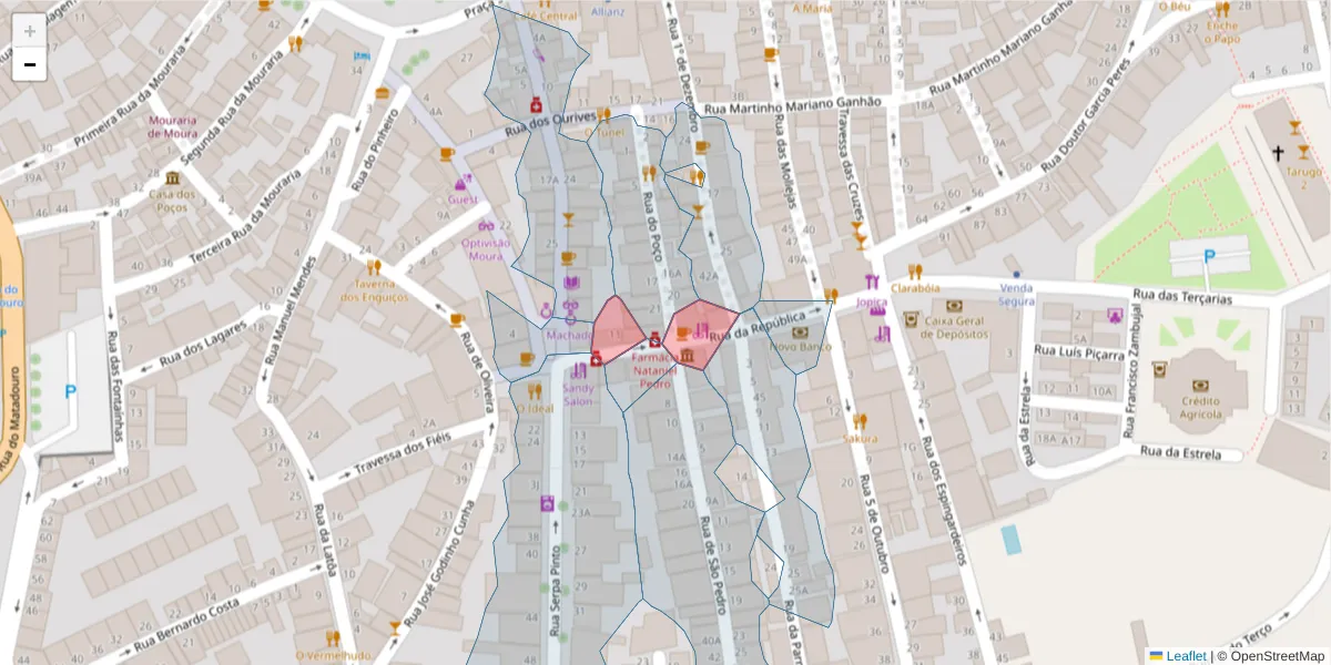 Mapa detalhado do código postal 7860-243 com limites, códigos postais vizinhos e agências dos correios