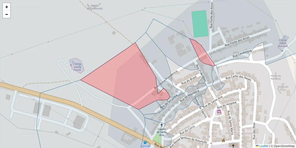 Mapa detalhado do código postal 7875-011 com limites, códigos postais vizinhos e agências dos correios