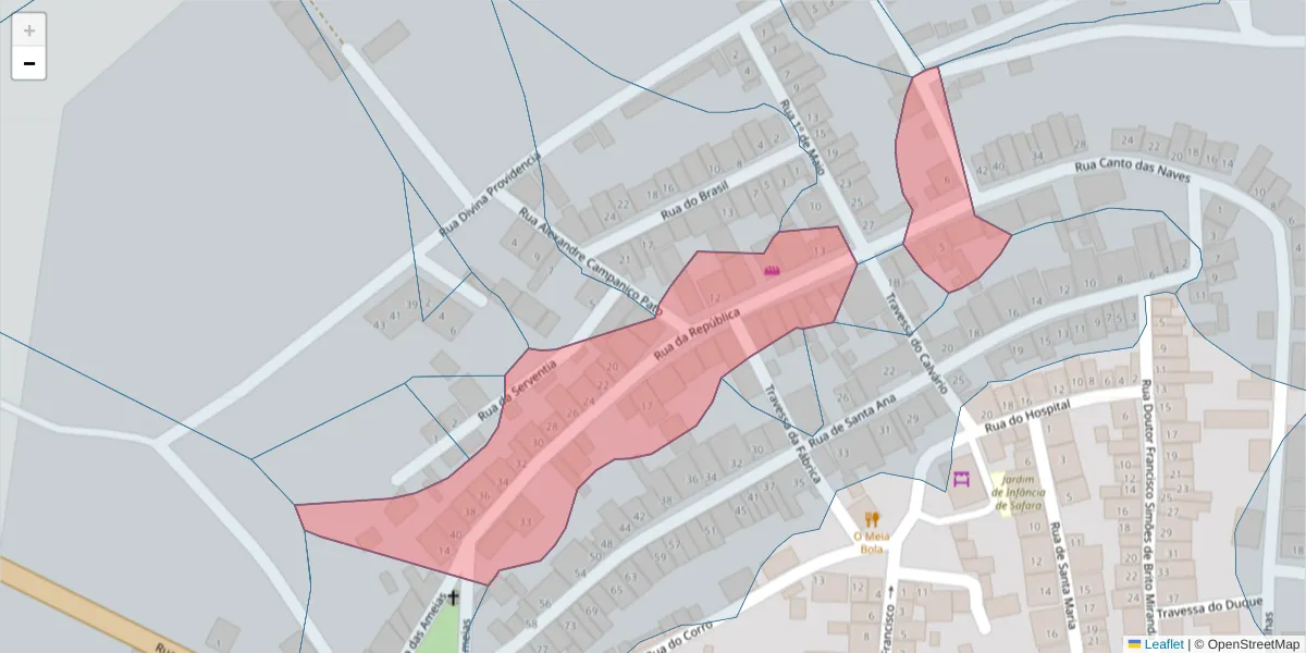Mapa detalhado do código postal 7875-058 com limites, códigos postais vizinhos e agências dos correios