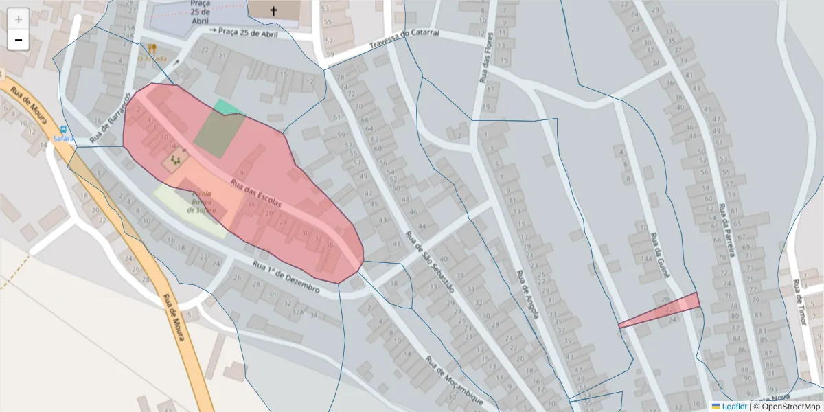 Mapa detalhado do código postal 7875-059 com limites, códigos postais vizinhos e agências dos correios