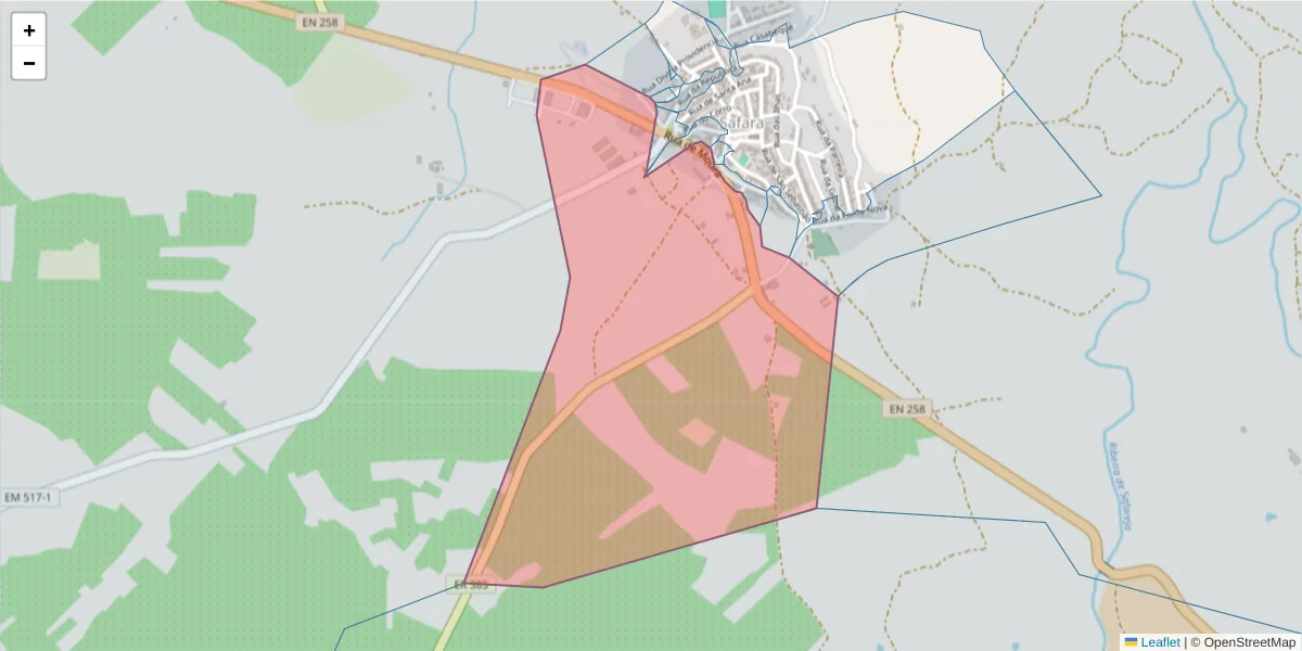 Mapa detalhado do código postal 7875-064 com limites, códigos postais vizinhos e agências dos correios
