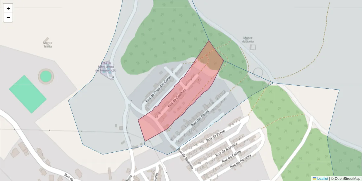 Mapa detalhado do código postal 7875-168 com limites, códigos postais vizinhos e agências dos correios