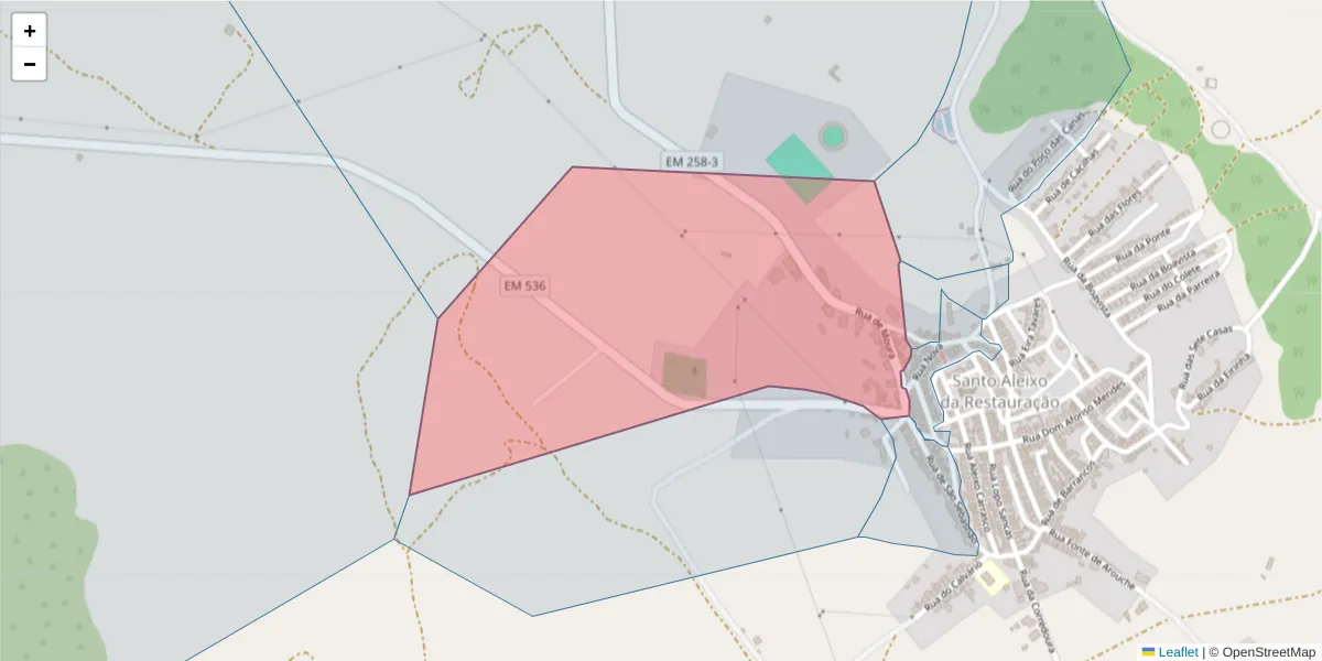 Mapa detalhado do código postal 7875-169 com limites, códigos postais vizinhos e agências dos correios