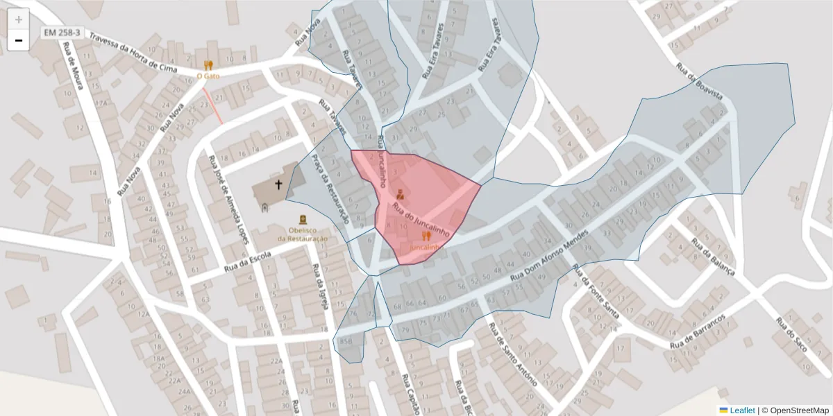 Mapa detalhado do código postal 7875-175 com limites, códigos postais vizinhos e agências dos correios