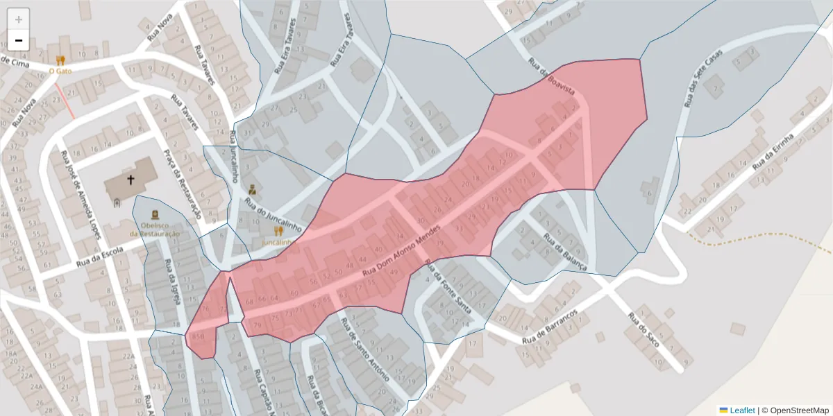 Mapa detalhado do código postal 7875-179 com limites, códigos postais vizinhos e agências dos correios