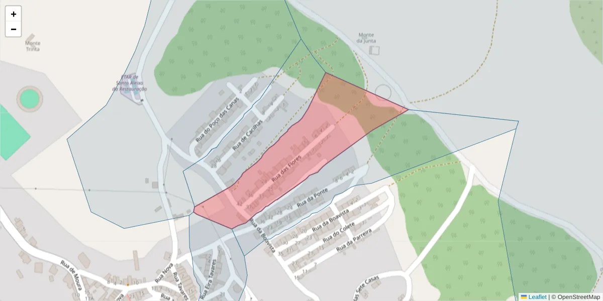 Mapa detalhado do código postal 7875-185 com limites, códigos postais vizinhos e agências dos correios