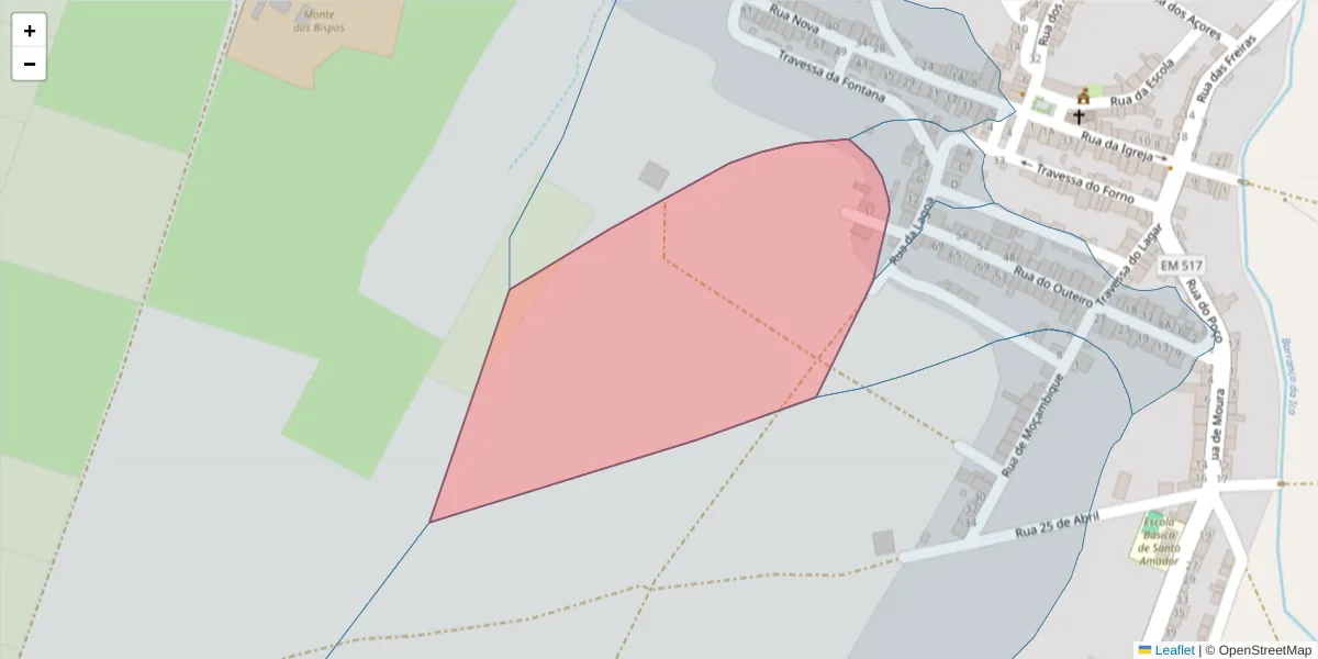 Mapa detalhado do código postal 7875-210 com limites, códigos postais vizinhos e agências dos correios
