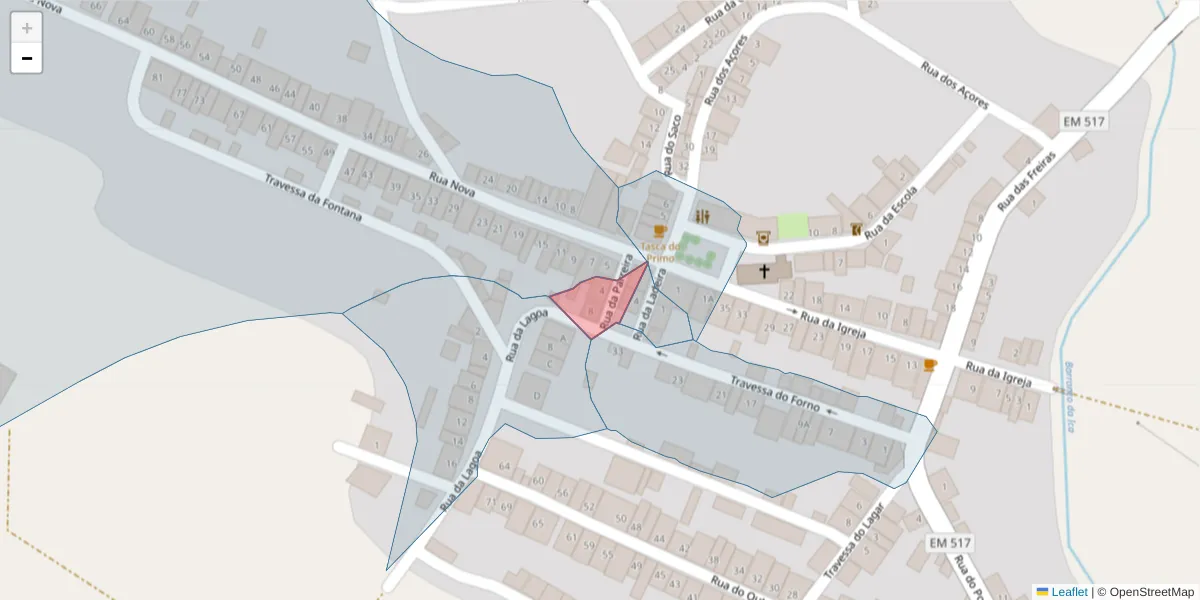 Mapa detalhado do código postal 7875-254 com limites, códigos postais vizinhos e agências dos correios
