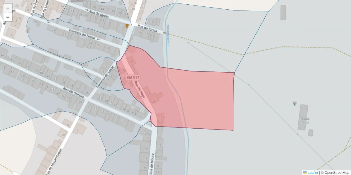 Mapa detalhado do código postal 7875-260 com limites, códigos postais vizinhos e agências dos correios