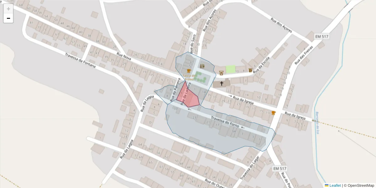Mapa detalhado do código postal 7875-266 com limites, códigos postais vizinhos e agências dos correios