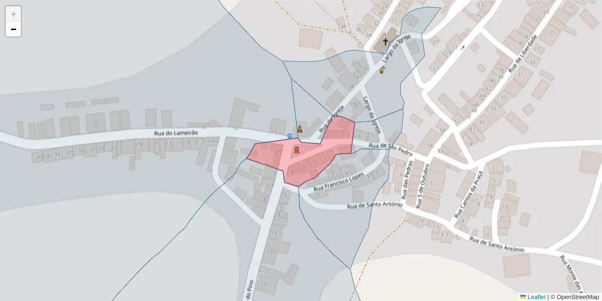Mapa detalhado do código postal 7875-351 com limites, códigos postais vizinhos e agências dos correios