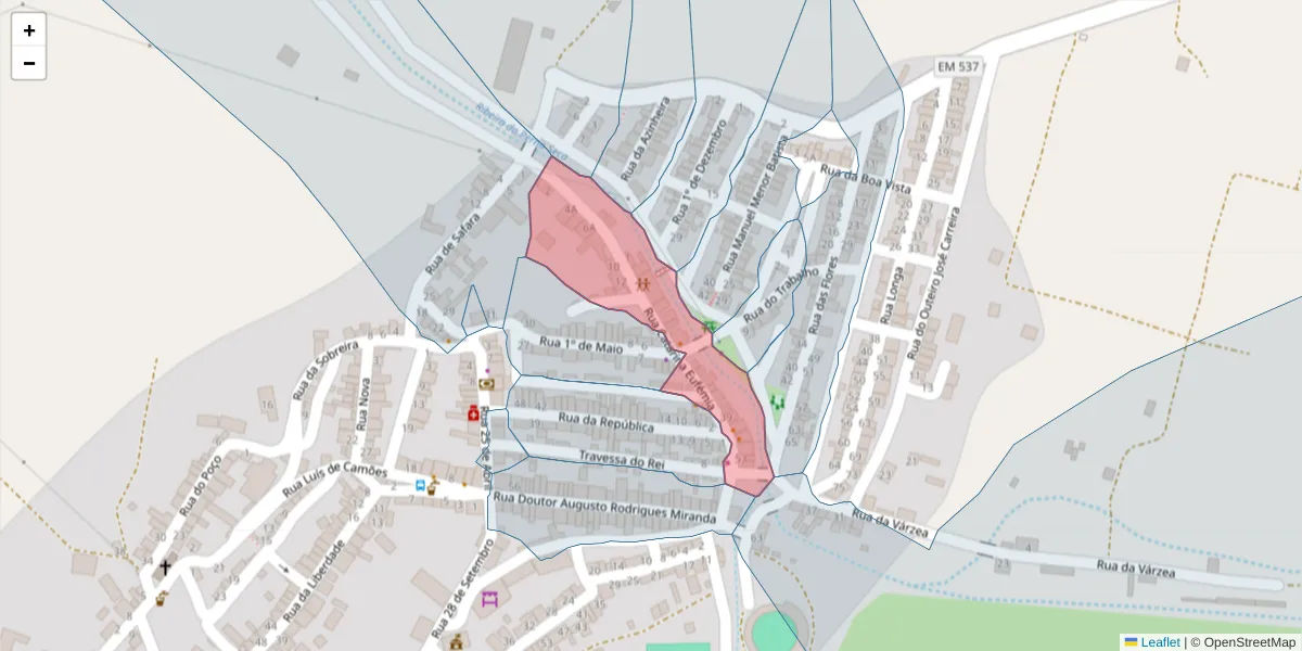 Mapa detalhado do código postal 7875-353 com limites, códigos postais vizinhos e agências dos correios