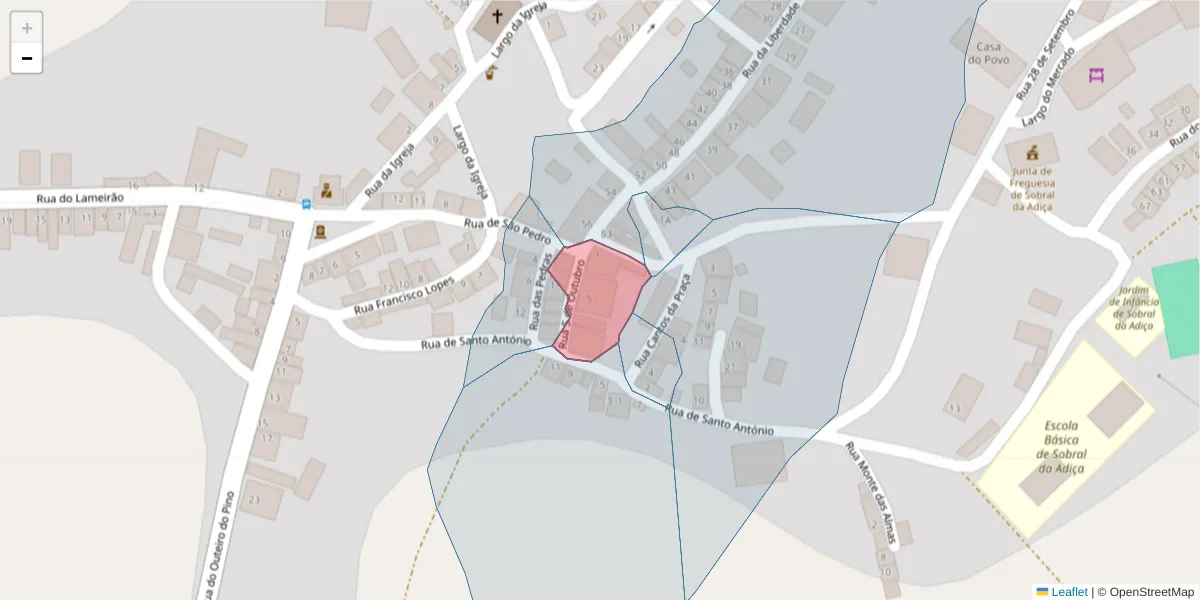 Mapa detalhado do código postal 7875-354 com limites, códigos postais vizinhos e agências dos correios