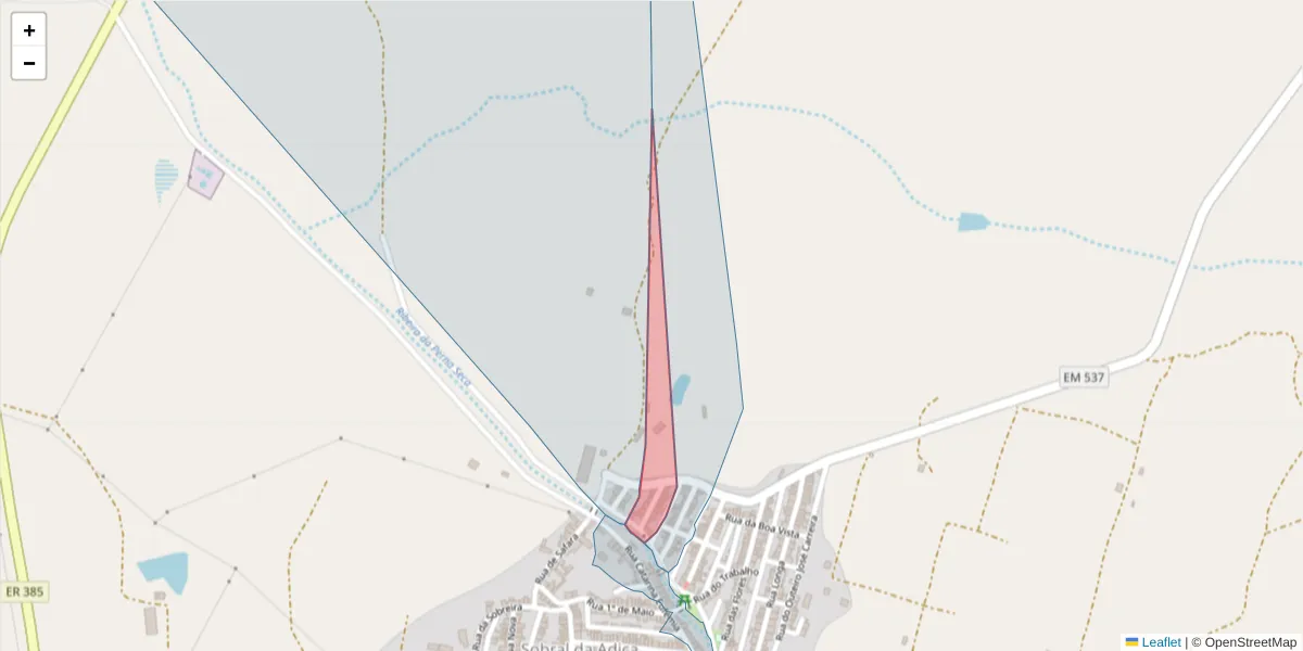 Mapa detalhado do código postal 7875-355 com limites, códigos postais vizinhos e agências dos correios