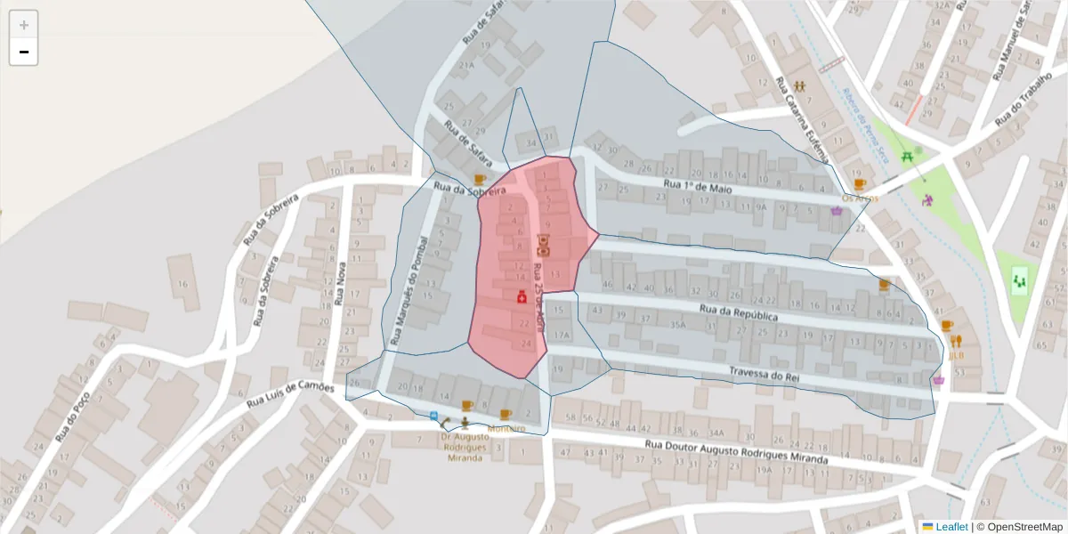 Mapa detalhado do código postal 7875-387 com limites, códigos postais vizinhos e agências dos correios