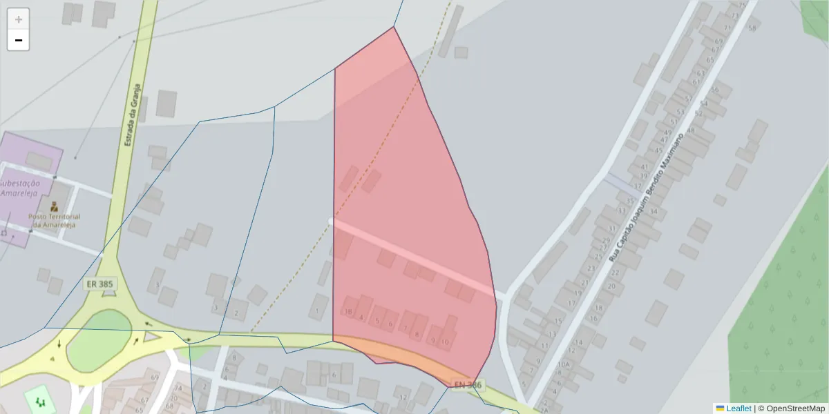 Mapa detalhado do código postal 7885-013 com limites, códigos postais vizinhos e agências dos correios