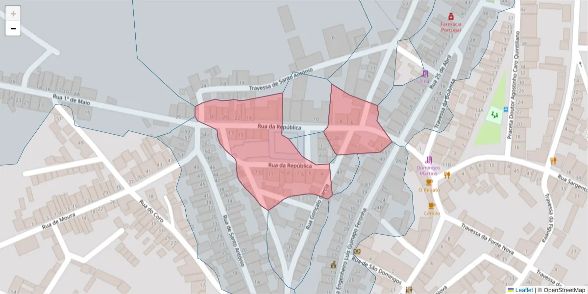 Mapa detalhado do código postal 7885-039 com limites, códigos postais vizinhos e agências dos correios