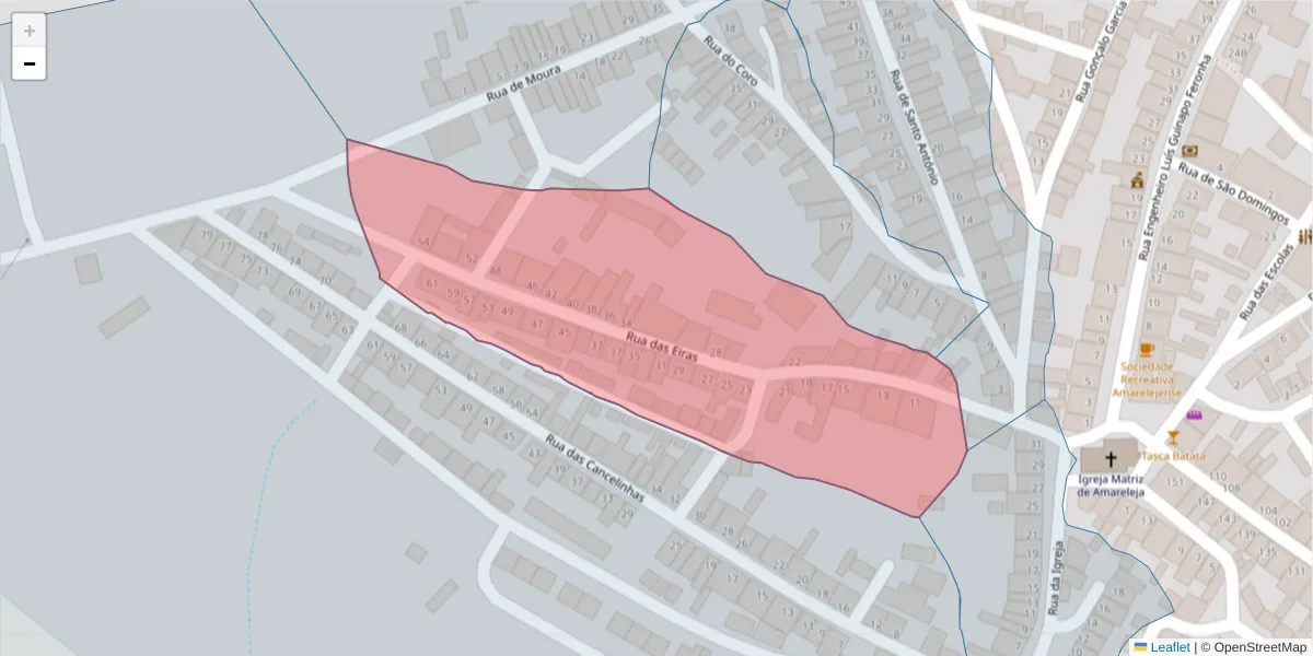 Mapa detalhado do código postal 7885-042 com limites, códigos postais vizinhos e agências dos correios