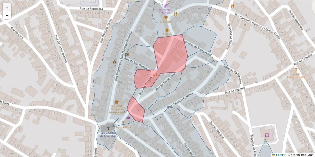Mapa detalhado do código postal 7885-043 com limites, códigos postais vizinhos e agências dos correios