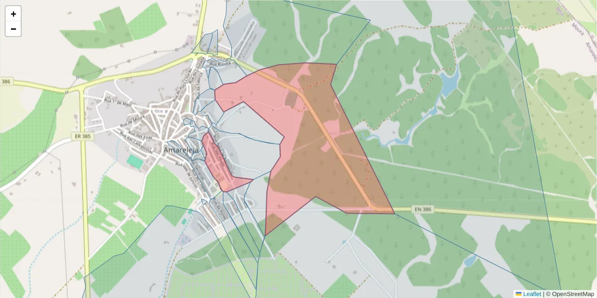 Mapa detalhado do código postal 7885-045 com limites, códigos postais vizinhos e agências dos correios