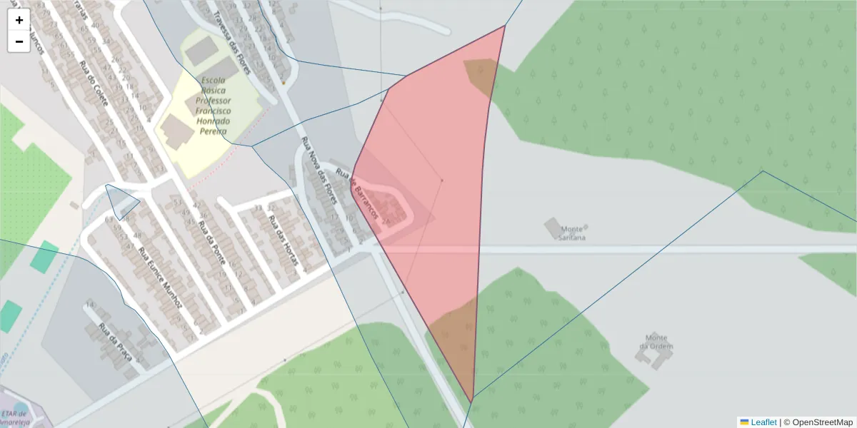 Mapa detalhado do código postal 7885-048 com limites, códigos postais vizinhos e agências dos correios