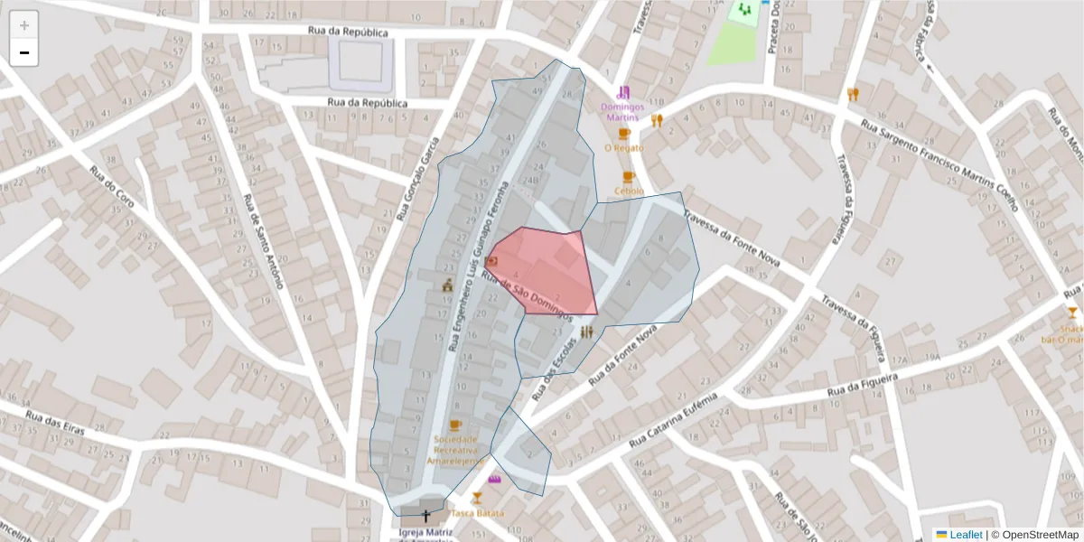 Mapa detalhado do código postal 7885-051 com limites, códigos postais vizinhos e agências dos correios
